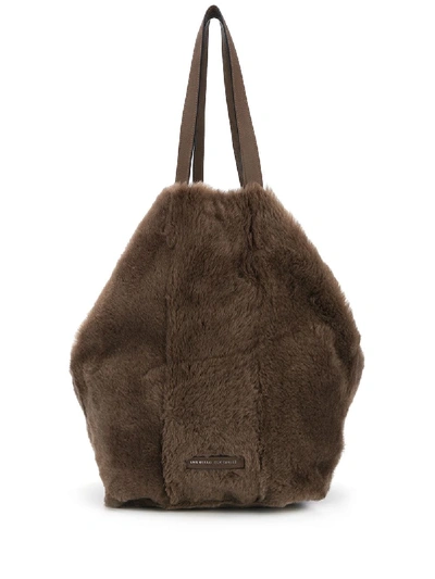Shop Brunello Cucinelli Faux Fur Tote Bag In Brown
