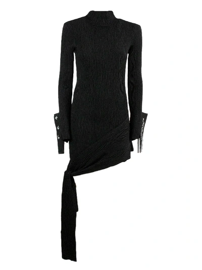 Shop Off-white Black Long Asymmetrical Dress In Nero