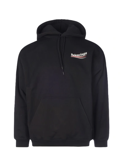 Shop Balenciaga Medium Fit Hoodie In Black White