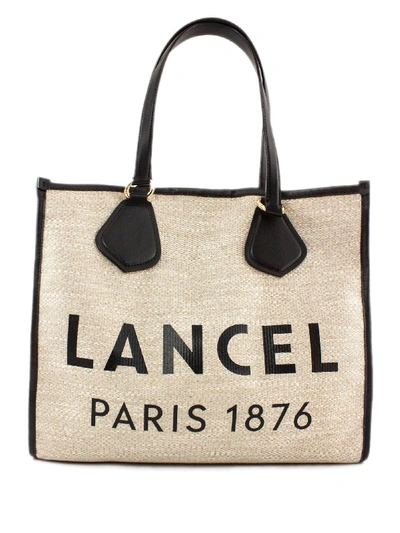 Shop Lancel Black And Jute Summer Bag In Beige+nero