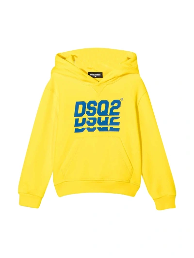Shop Dsquared2 Yellow Teen Hoodie With Frontal Logo