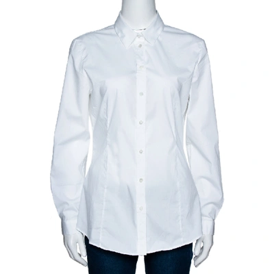 Pre-owned Burberry White Stretch Cotton Long Sleeve Shirt M