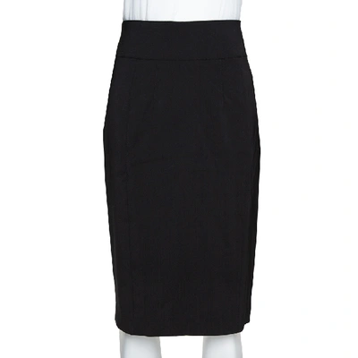 Pre-owned Burberry London Black Stretch Wool Pencil Skirt S