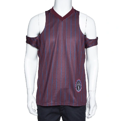 Pre-owned Martine Rose Burgundy Striped Jersey Cut-out Football Waistcoat M