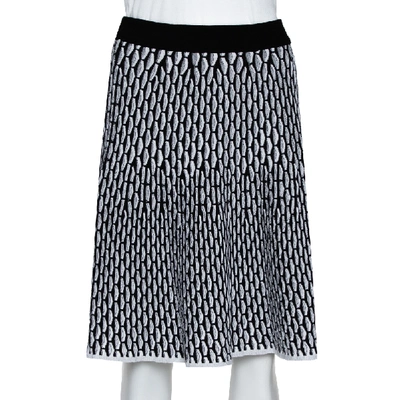 Pre-owned M Missoni Black & White Fan Stitch Knit A-line Skirt M