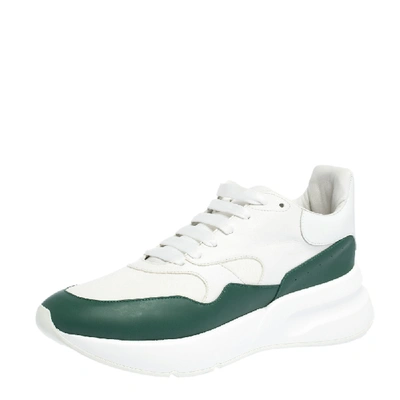 Pre-owned Alexander Mcqueen White/green Leather And Nylon Larry Low Top Sneakers Size 44