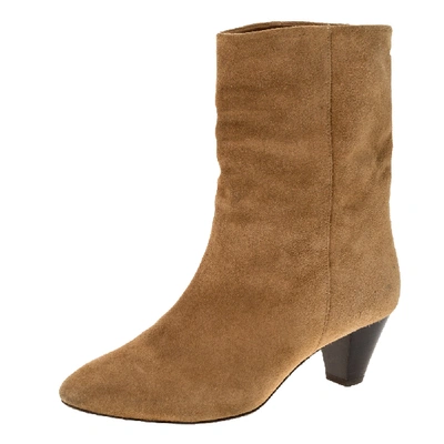 Pre-owned Isabel Marant Light Brown Suede Dyna Ankle Boots Size 37