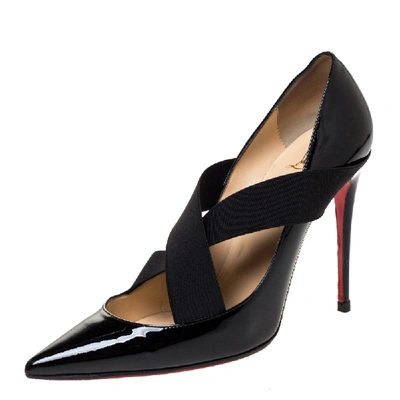 Pre-owned Christian Louboutin Black Patent Leather Sharpstagram Pointed Toe Pumps Size 39.5