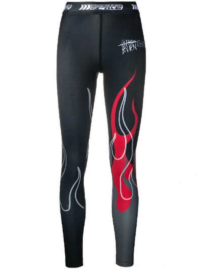 Shop Vision Of Super Flame Print Cropped Performance Leggings In Black