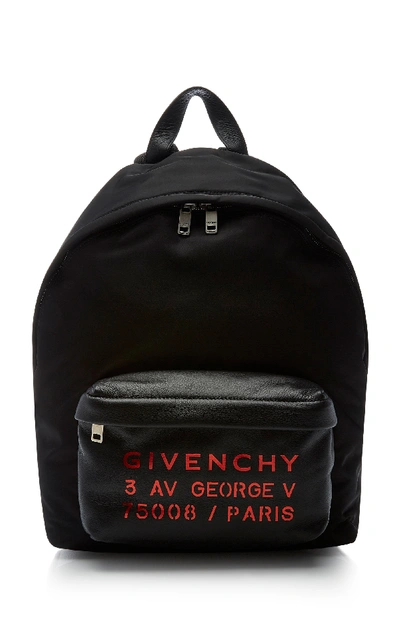 Shop Givenchy Embroidered Textured-leather And Nylon Backpack In Black/white