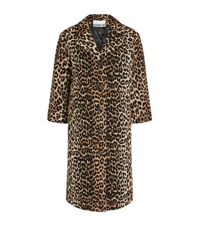 Shop Ganni Leopard Print Canvas Coat