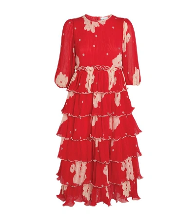 Shop Ganni Pleated Tiered Dress