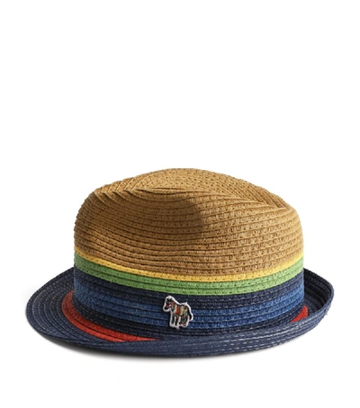 Shop Paul Smith Junior Zebra Stripe Straw Hat In Multi