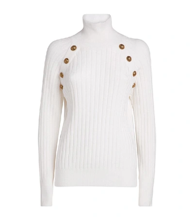 Shop Balmain Button-detail Rollneck Sweater