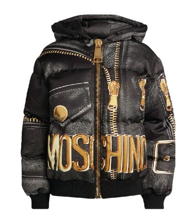 Shop Moschino Logo Print Puffer Jacket