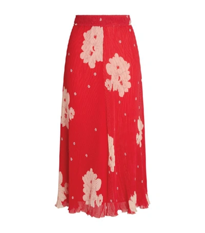 Shop Ganni Pleated Floral Maxi Skirt