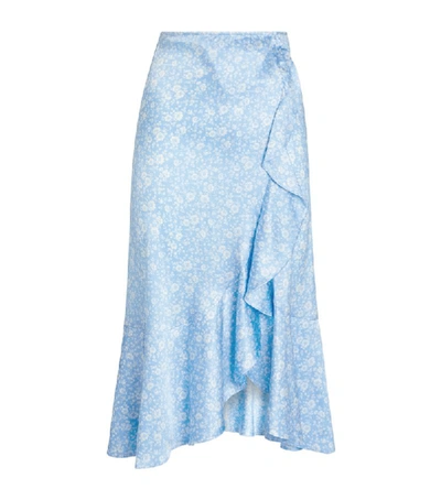Shop Ganni Floral Wrap Midi Skirt