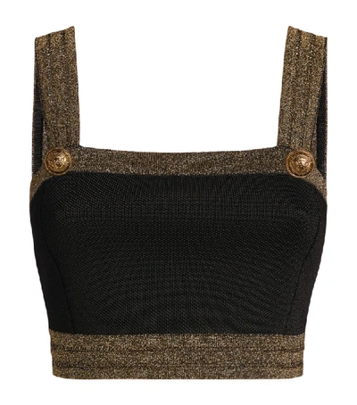 Shop Balmain Lurex Knit Crop Top