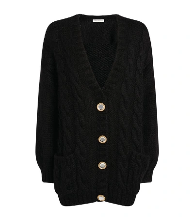 Shop Alessandra Rich Buttoned Cable-knit Cardigan