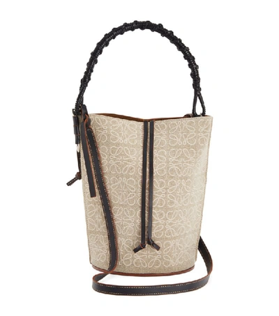 Shop Loewe Anagram Linen And Leather Gate Bucket Bag