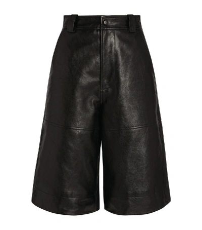 Shop Ganni Longline Leather Shorts
