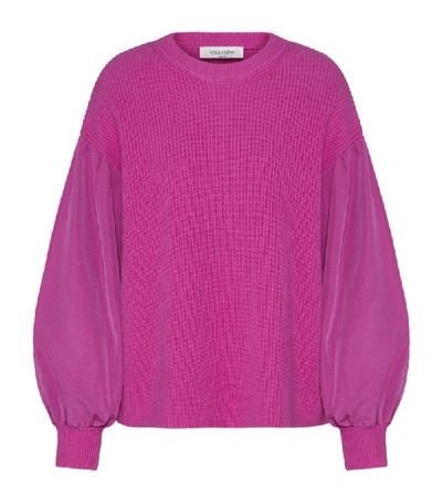 Shop Valentino Wool-cashmere Blouson Sleeve Sweater