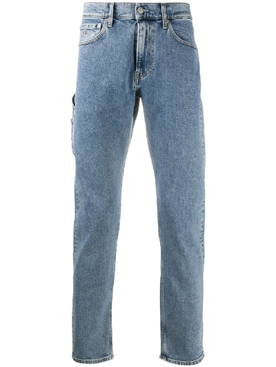 Shop Calvin Klein Jeans Est.1978 Cargo Pocket Straight-leg Jeans In Blue