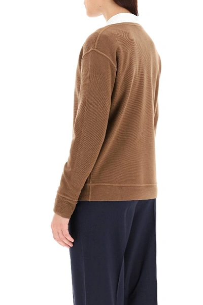 Shop Max Mara Uniparo Wool Sweater In Brown