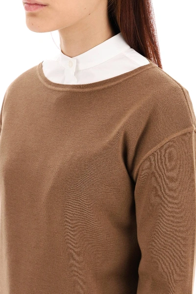 Shop Max Mara Uniparo Wool Sweater In Brown