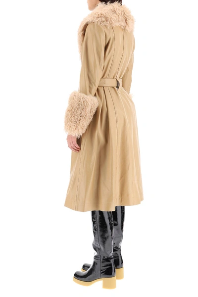 Shop Saks Potts Foxy Leather Coat In Beige