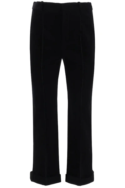 Shop Saint Laurent Corduroy Trousers In Blue