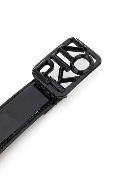 Shop Pinko Fischio Patent Belt With Logo Buckle In Black