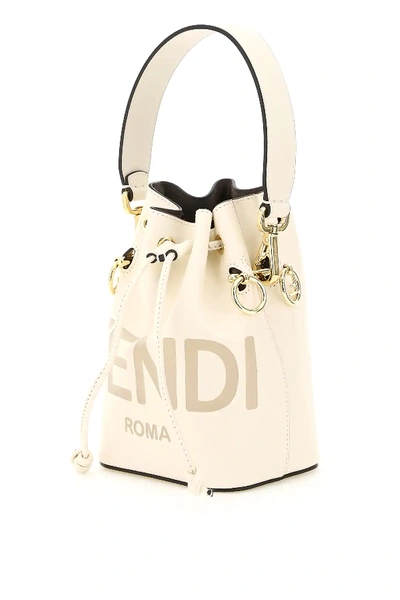 Shop Fendi Mon Tresor Bucket Bag In White,beige