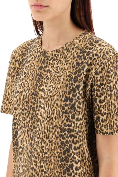 Shop Saint Laurent Leopard Print T-shirt In Brown,beige
