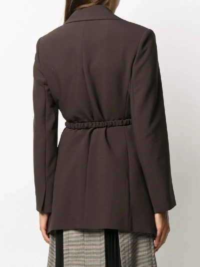 Shop Rokh Belted Mid-length Blazer In Brown