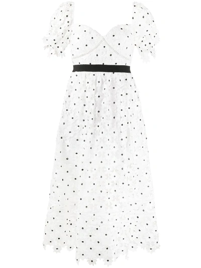 Shop Self-portrait Daisy Lace Midi Dress In White