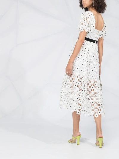 Shop Self-portrait Daisy Lace Midi Dress In White