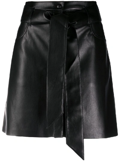 Shop Nanushka Belted A-line Skirt In Black