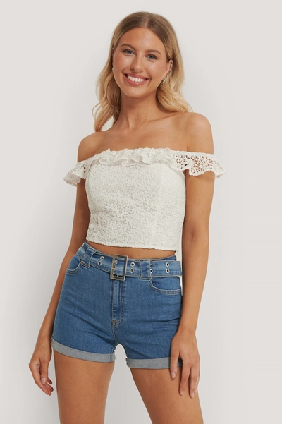 Shop Pamela X Na-kd Reborn Off Shoulder Lace Top White