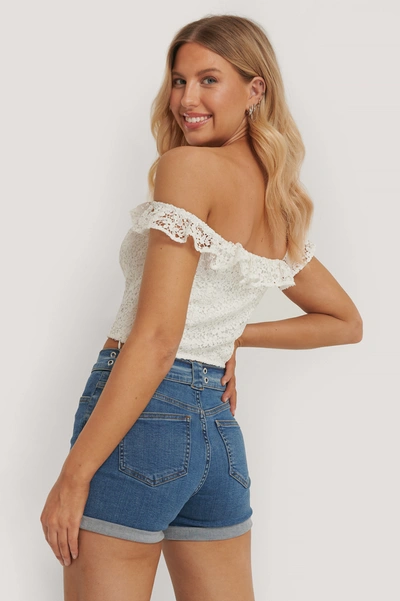 Shop Pamela X Na-kd Reborn Off Shoulder Lace Top White