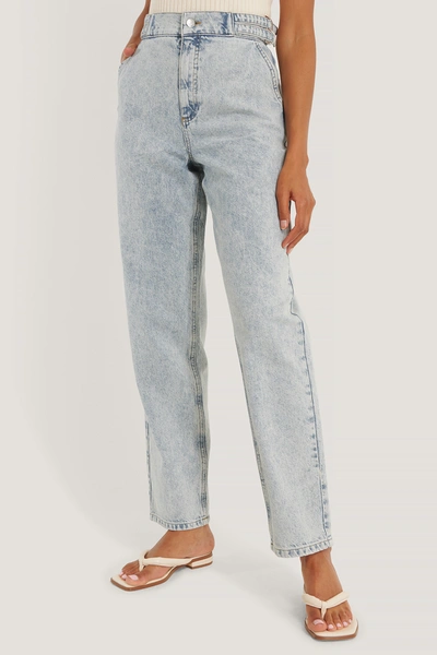 Shop Na-kd Reborn Organic Loose Fit Buckle Detail Jeans Blue In Light Blue