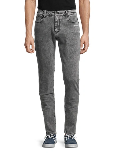 Shop Off-white Warning Label Jeans In Medium Grey