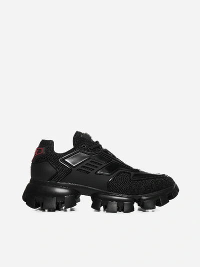 Shop Prada Cloudbust Thunder Knit And Rubber Sneakers In Black