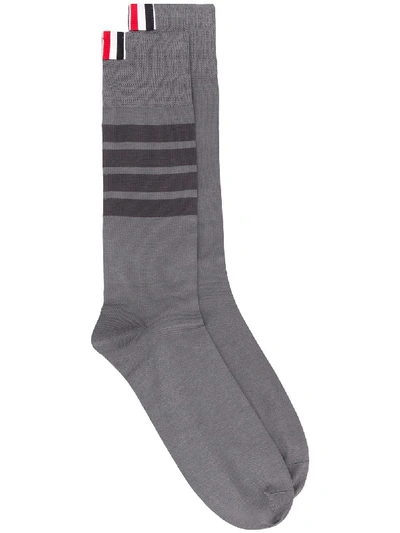 Shop Thom Browne Medium Grey 4-bar Stripe Socks