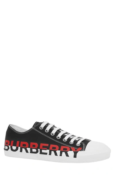 Shop Burberry Larkhall Graphic Logo Sneaker In Black/ Black