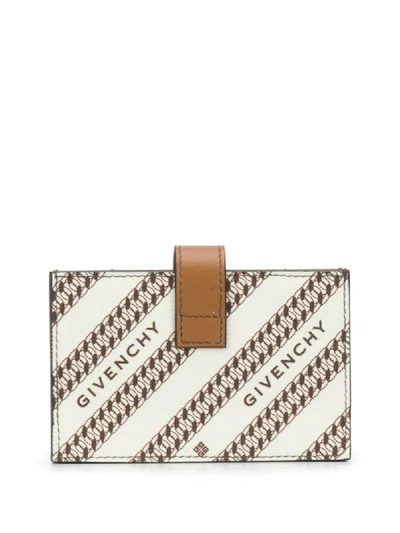 Shop Givenchy Logo Diagonal Stripe Cardholder In Neutrals