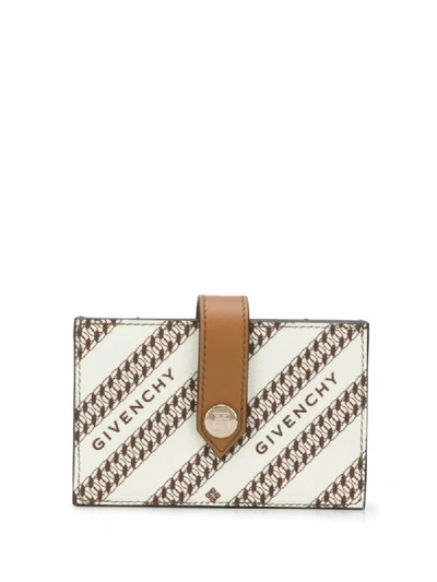 Shop Givenchy Logo Diagonal Stripe Cardholder In Neutrals