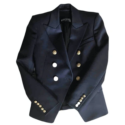 Pre-owned Balmain Blue Wool Jacket