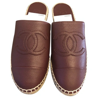 Pre-owned Chanel Burgundy Leather Espadrilles