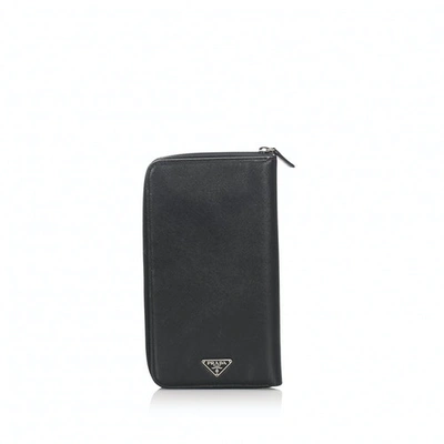 Pre-owned Prada Black Leather Wallet